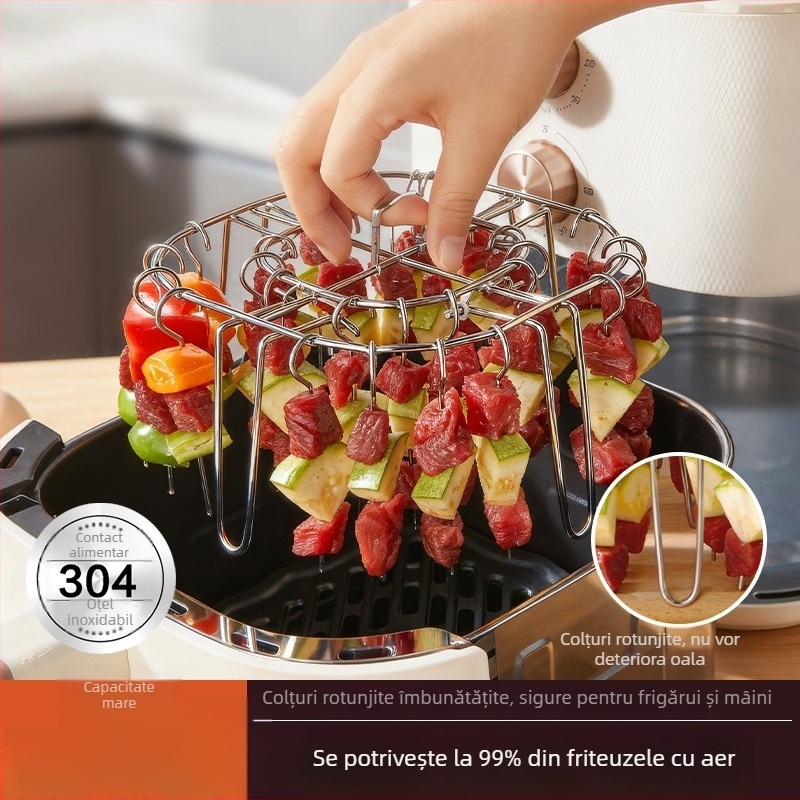 Grătar vertical pentru friteuză cu aer, cu frigărui din oțel inoxidabil 304