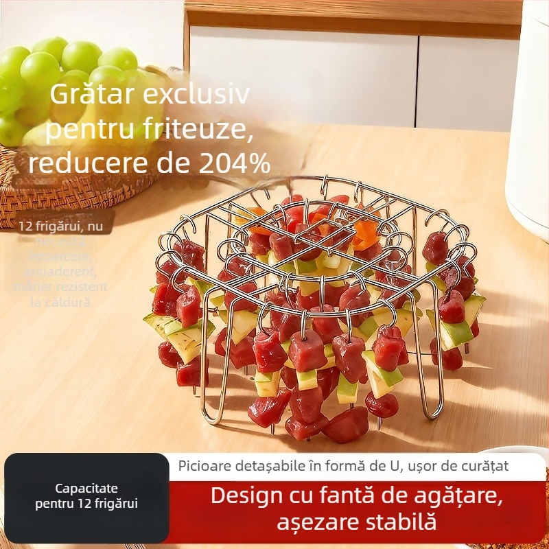 Grătar vertical pentru friteuză cu aer, cu frigărui din oțel inoxidabil 304