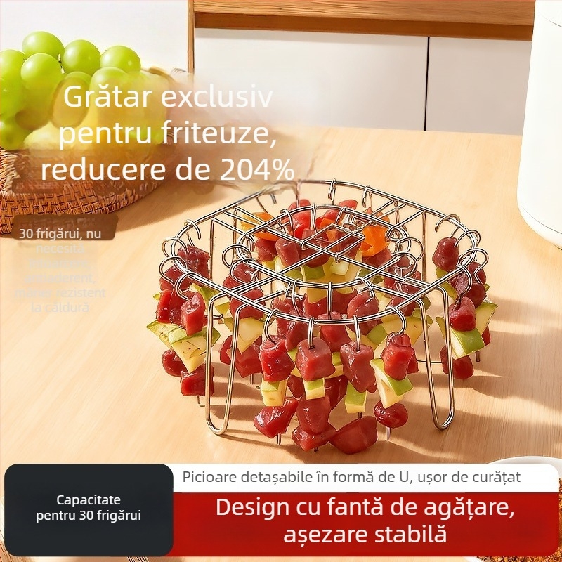 Grătar vertical pentru friteuză cu aer, cu frigărui din oțel inoxidabil 304