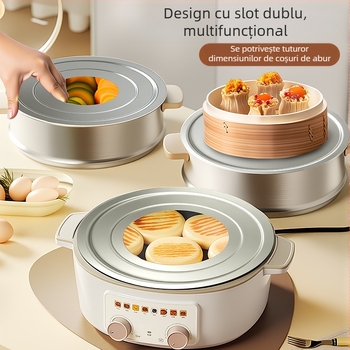 Set de gătit la abur din aluminiu: coș de aburi, tigaie cu fund plat, wok, grilă pentru abur, ustensile de bucătărie multifuncționale