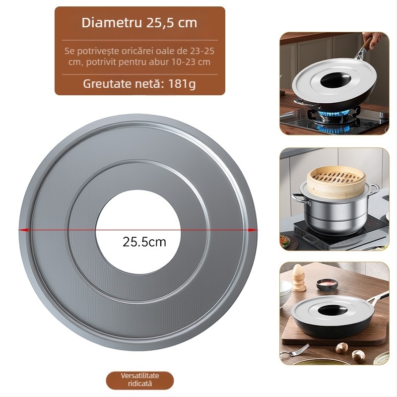 Set de gătit la abur din aluminiu: coș de aburi, tigaie cu fund plat, wok, grilă pentru abur, ustensile de bucătărie multifuncționale
