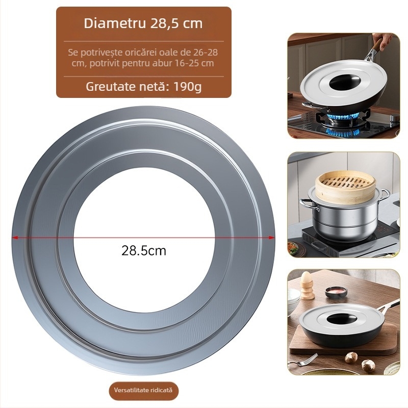 Set de gătit la abur din aluminiu: coș de aburi, tigaie cu fund plat, wok, grilă pentru abur, ustensile de bucătărie multifuncționale