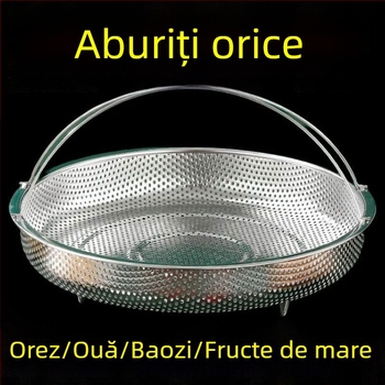 Raft pentru abur din oțel inoxidabil 316, coș rotund pentru abur și platou, pentru uz casnic, coș de scurgere pentru gătit orez lipicios