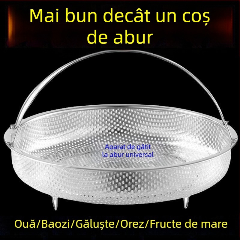 Raft pentru abur din oțel inoxidabil 316, coș rotund pentru abur și platou, pentru uz casnic, coș de scurgere pentru gătit orez lipicios