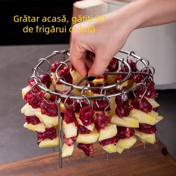 Grill vertical din oțel inoxidabil pentru uz casnic, cu 19 frigărui, ideal pentru grătar în aer liber