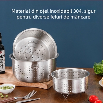 Aburitor din oțel inoxidabil 304 pentru uz casnic, grilă de abur și coș de separare a orezului de supă
