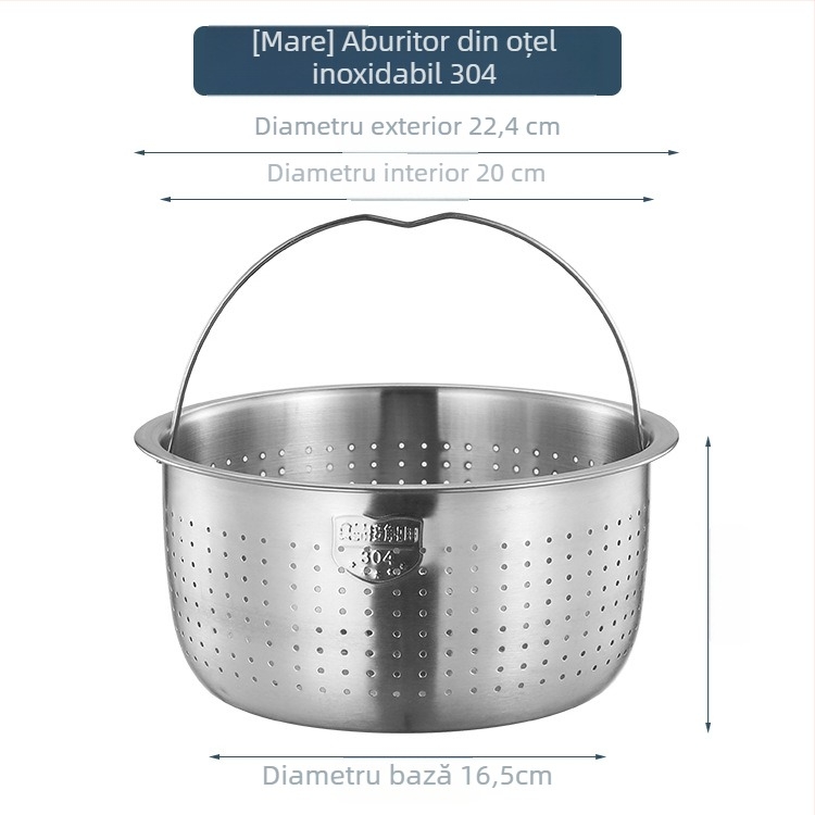 Aburitor din oțel inoxidabil 304 pentru uz casnic, grilă de abur și coș de separare a orezului de supă