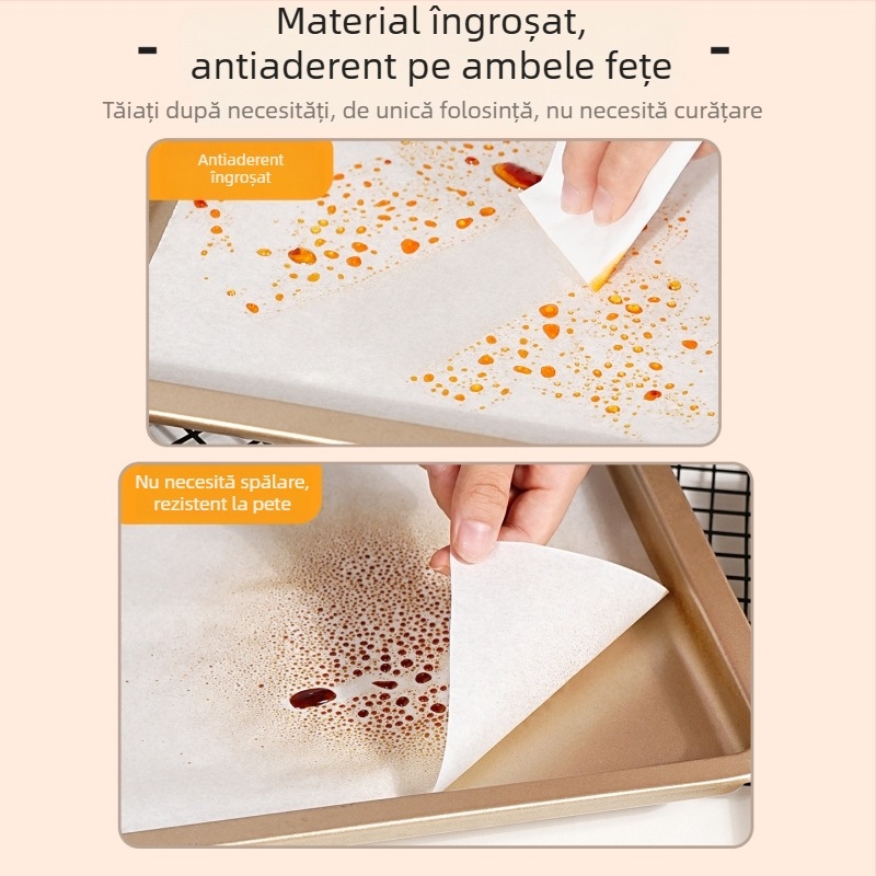 Hârtie de copt cu strat de silicon uleios, antiaderentă pentru coacere și grătar, covoraș absorbant de ulei