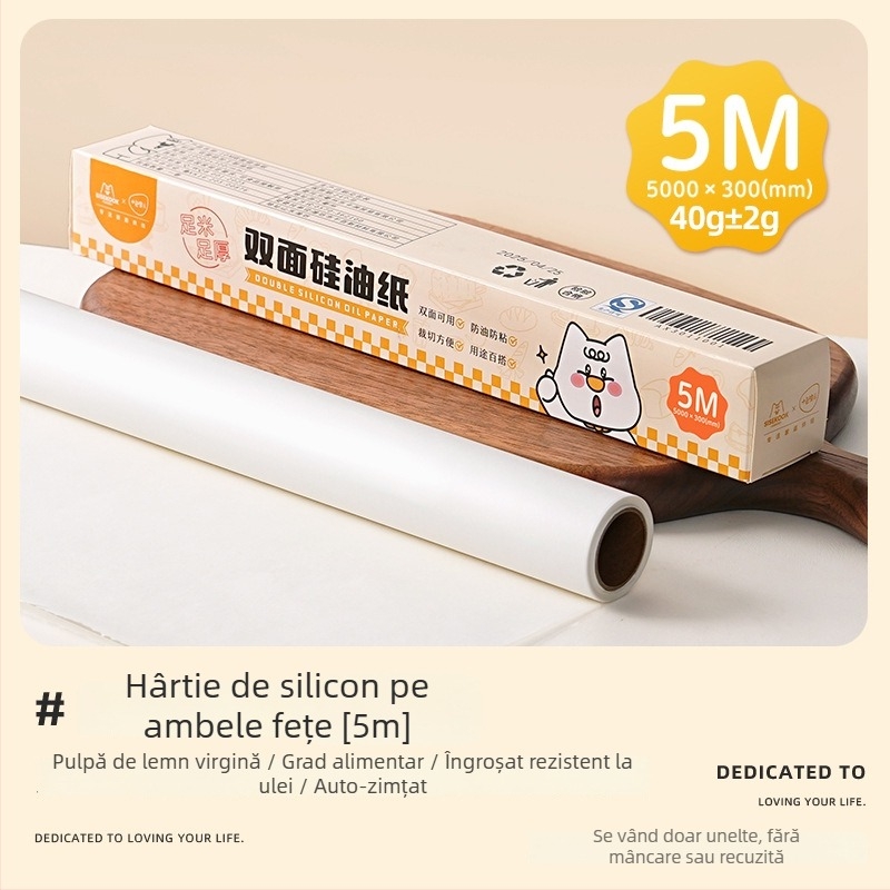 Hârtie de copt cu strat de silicon uleios, antiaderentă pentru coacere și grătar, covoraș absorbant de ulei