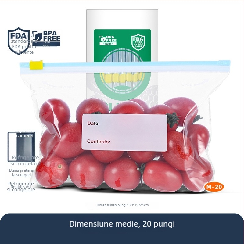 Sac frigorific pentru alimente, cu fermoar de blocare și închidere glisantă, de înaltă calitate, reutilizabil
