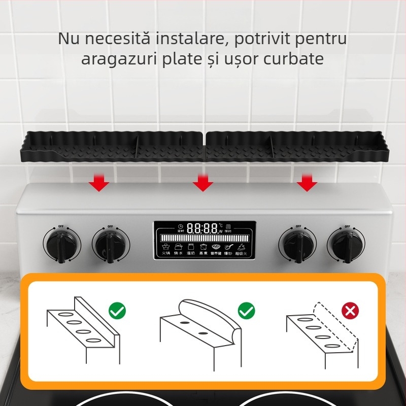 Pad silicon pentru plită și raft de condimente, organizator de bucătărie cu suport magnetic pentru cuptor