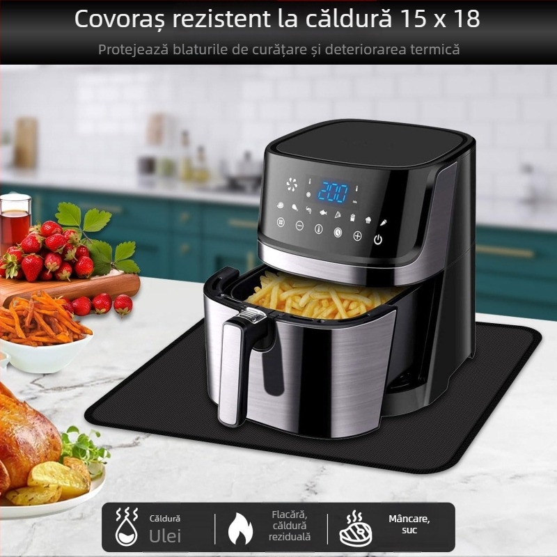 Plaçă din silicon rezistentă la temperaturi pentru bucătărie, protecție antiarși pentru air fryer, potrivită pentru bar și masă, ignifugă și rezistentă la temperaturi înalte