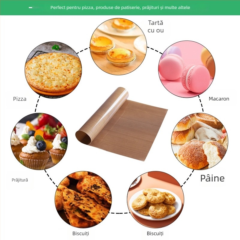 Suprafață de copt antiaderentă, rezistentă la temperaturi înalte, pentru cuptor – suprafață de copt din țesătură unsă pentru pâine și pizza