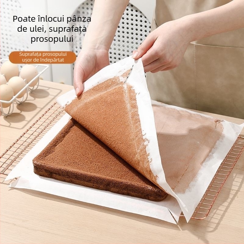 Hârtie de copt 28x28 cm, neaderentă, cu acoperire de silicon, pătrat pentru pizza și fursecuri