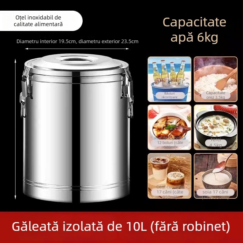 Recipient izolat din oțel inoxidabil, capacitate mare, pentru tarabe și cantine, potrivit pentru orez cu lapte și lapte de soia