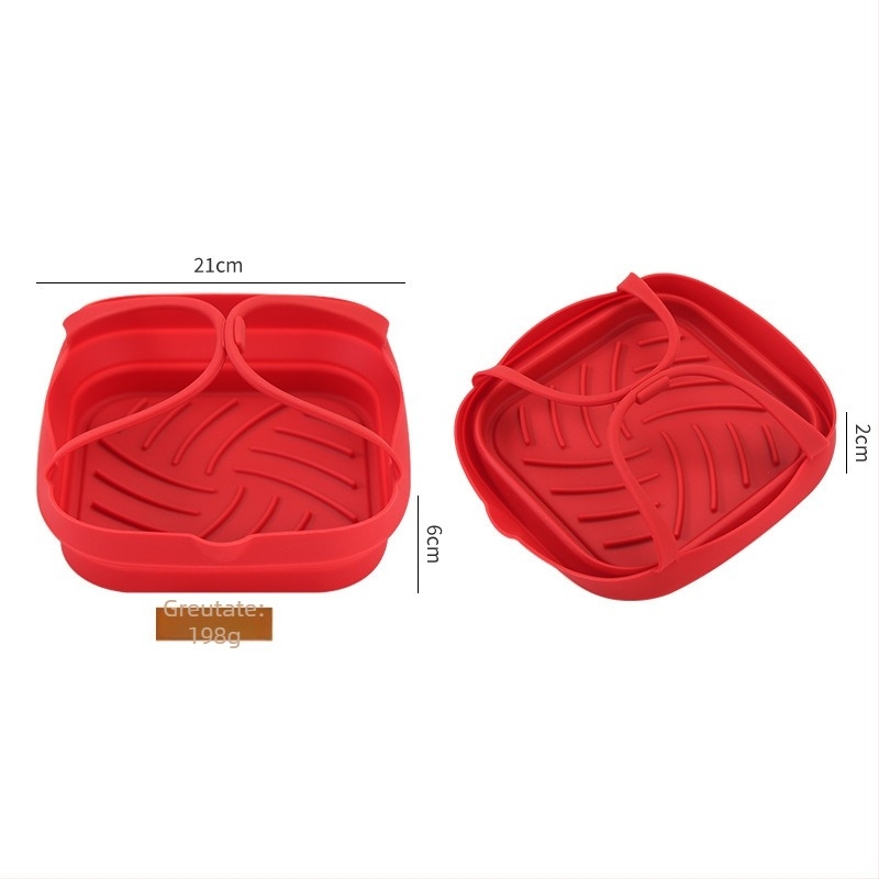 Tavă pătrată pliabilă din silicon pentru friteza cu aer și covoraș de copt, silicon de calitate alimentară, reutilizabil, rezistent la temperaturi înalte