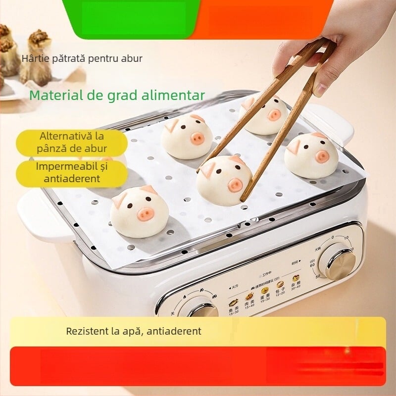 Hârtie de abur pentru uz casnic, linere dreptunghiulare alimentare, cu acoperire de silicon uleios, pentru chifle și pâine la abur