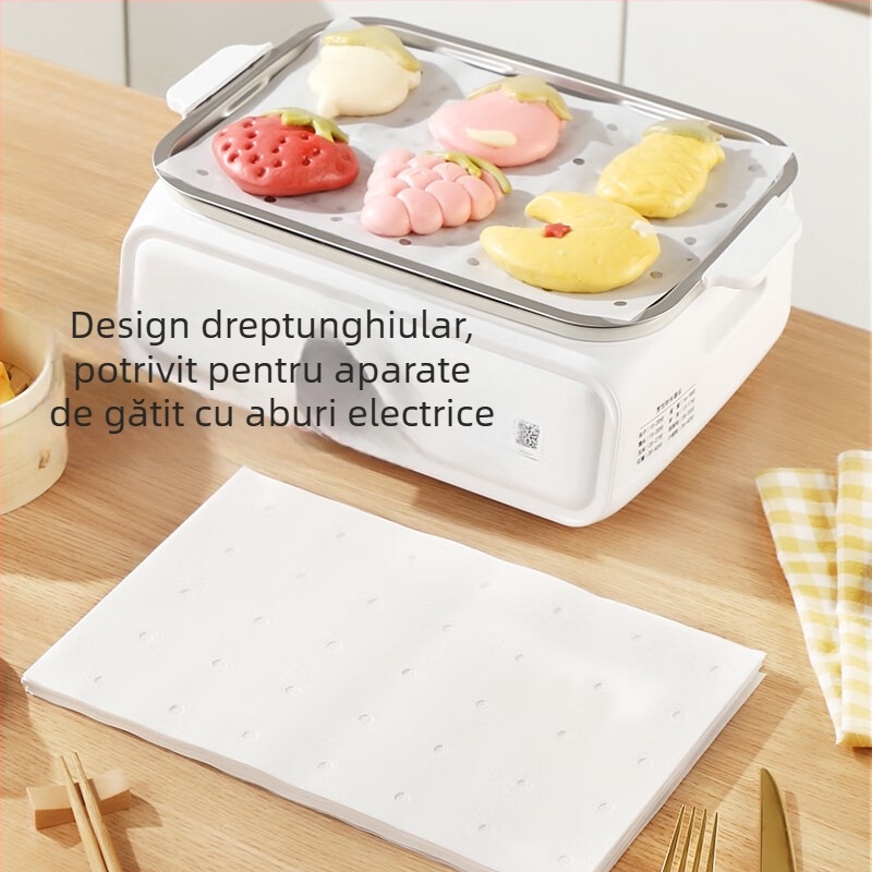 Hârtie de abur pentru uz casnic, linere dreptunghiulare alimentare, cu acoperire de silicon uleios, pentru chifle și pâine la abur