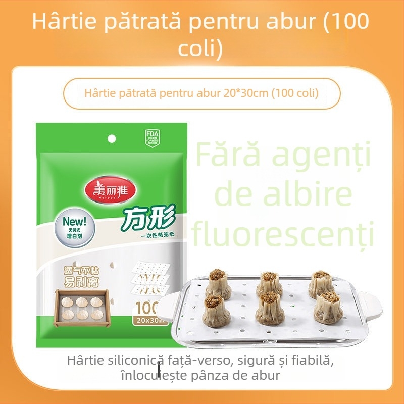 Hârtie de abur pentru uz casnic, linere dreptunghiulare alimentare, cu acoperire de silicon uleios, pentru chifle și pâine la abur