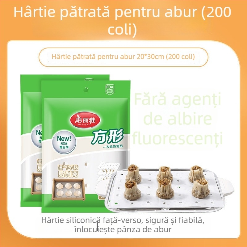 Hârtie de abur pentru uz casnic, linere dreptunghiulare alimentare, cu acoperire de silicon uleios, pentru chifle și pâine la abur