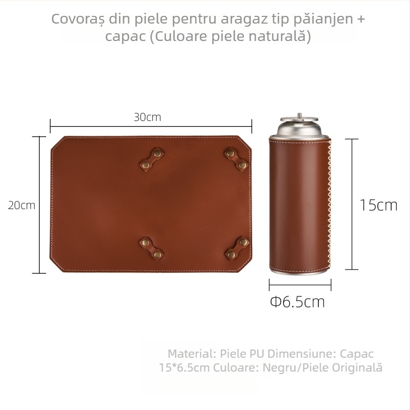 Set din piele pentru fixarea recipientelor de gaz la aragazul compact de camping