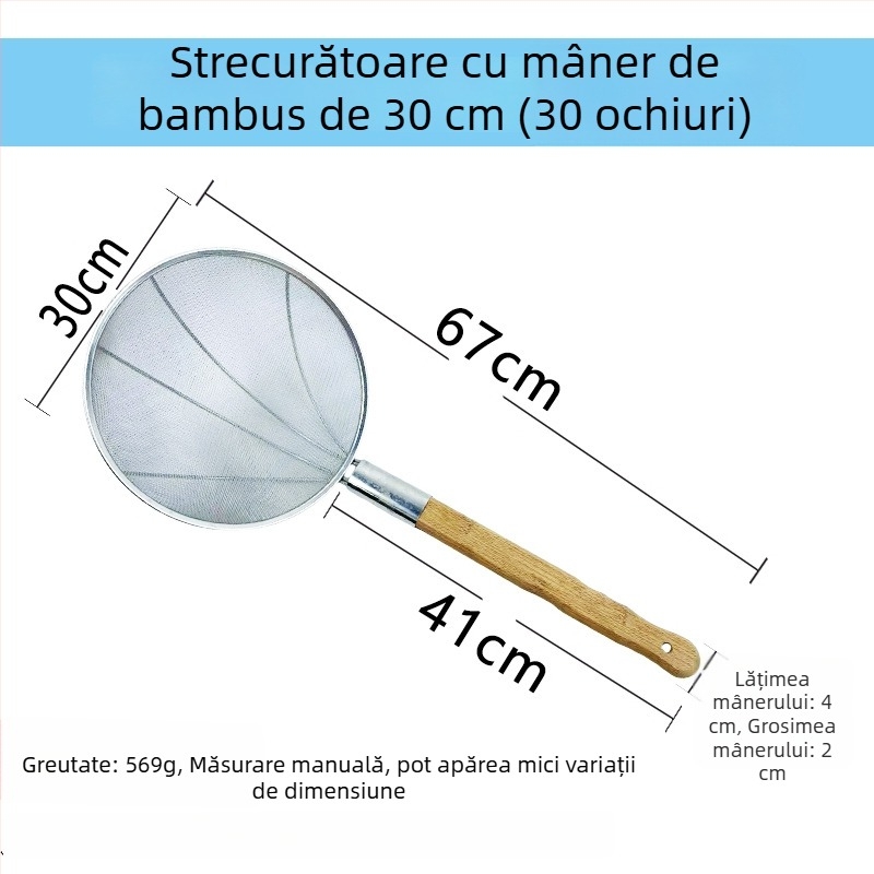 Sită de bucătărie din oțel inoxidabil, mare, cu plasă fină