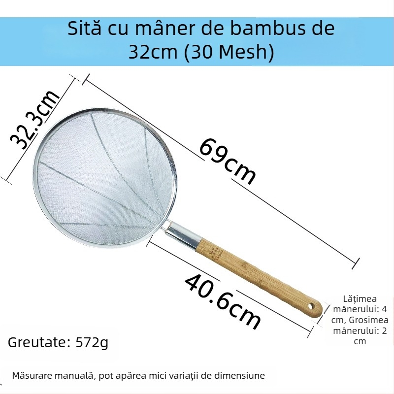 Sită de bucătărie din oțel inoxidabil, mare, cu plasă fină