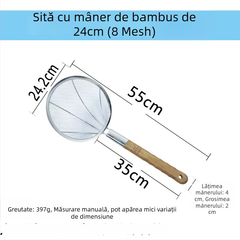 Sită de bucătărie din oțel inoxidabil, mare, cu plasă fină