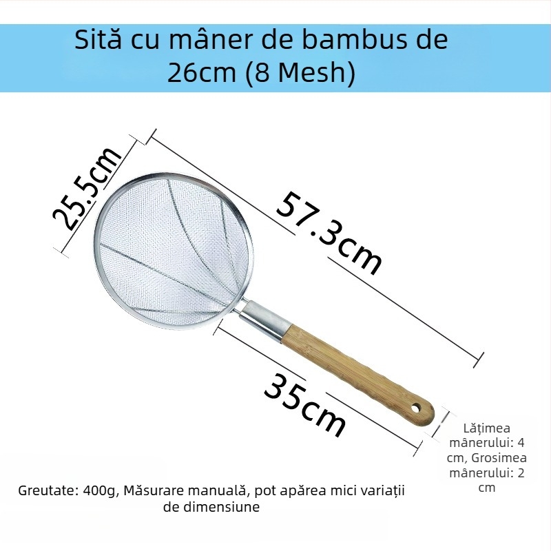 Sită de bucătărie din oțel inoxidabil, mare, cu plasă fină