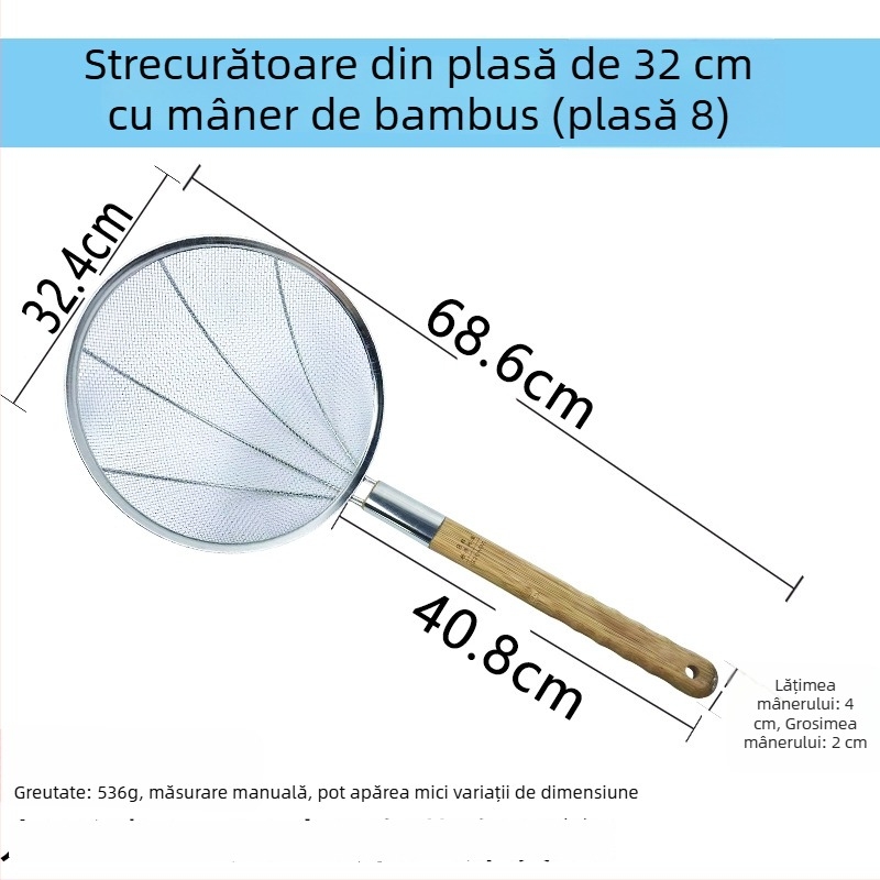 Sită de bucătărie din oțel inoxidabil, mare, cu plasă fină
