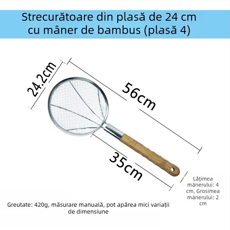 Sită de bucătărie din oțel inoxidabil, mare, cu plasă fină