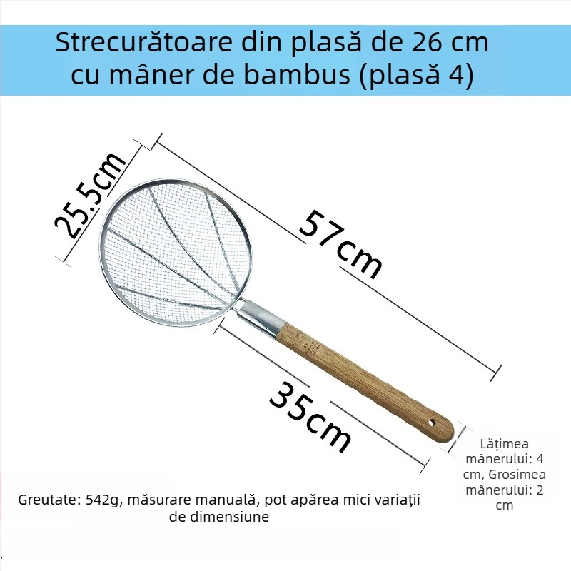 Sită de bucătărie din oțel inoxidabil, mare, cu plasă fină