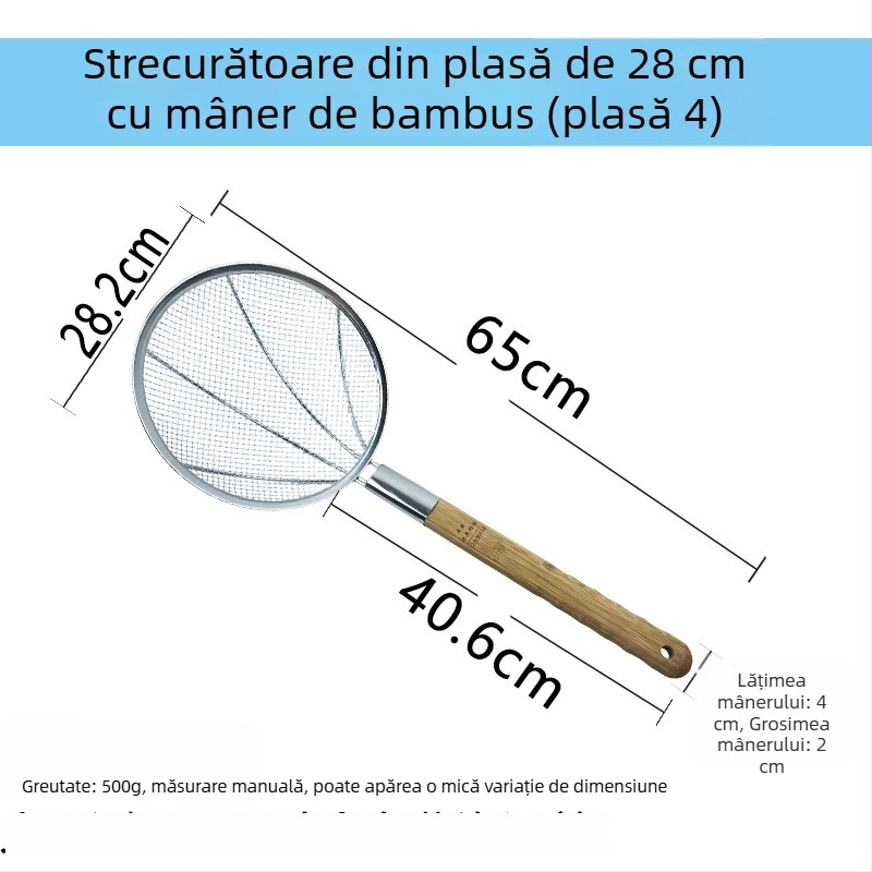 Sită de bucătărie din oțel inoxidabil, mare, cu plasă fină