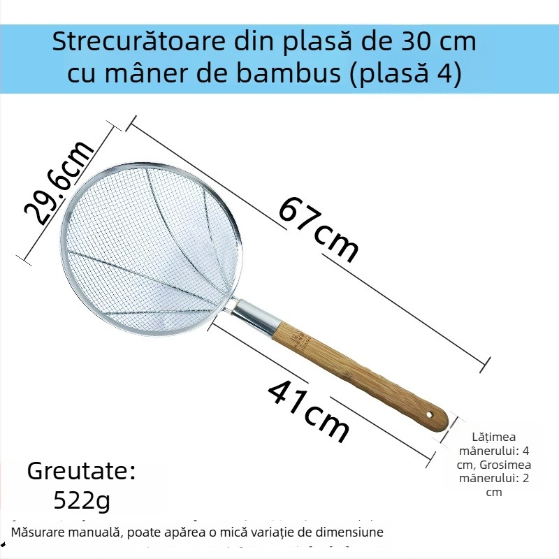 Sită de bucătărie din oțel inoxidabil, mare, cu plasă fină