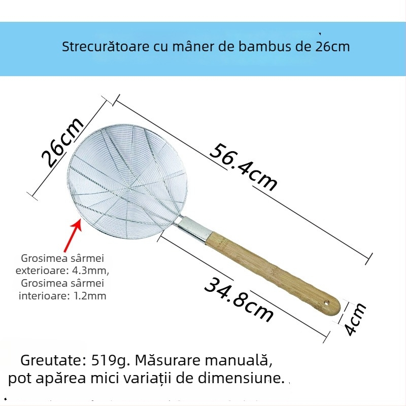 Sită de bucătărie din oțel inoxidabil, mare, cu plasă fină