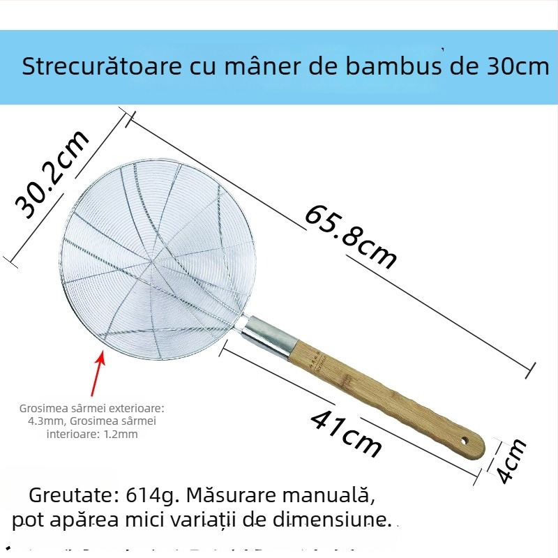 Sită de bucătărie din oțel inoxidabil, mare, cu plasă fină