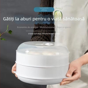 Aburitor de microunde pentru uz casnic, capacitate mare, mai multe niveluri de abur, tavă dublă de abur, din plastic