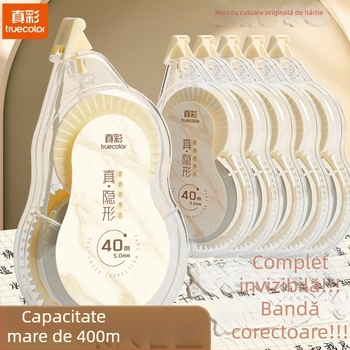 Bandă corectoare invizibilă True Color, capacitate mare, culoare hârtie originală, pentru elevi din clasele primare și gimnaziale