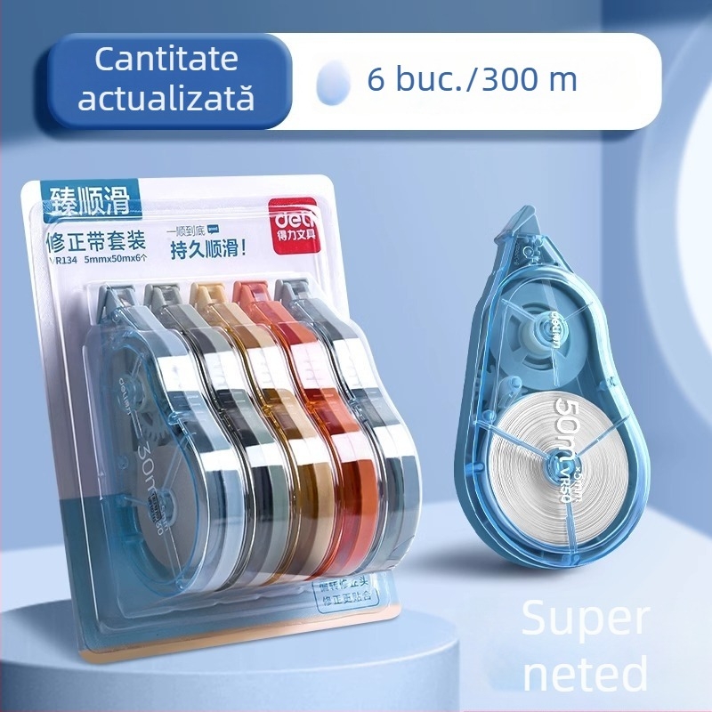 Bandă corectoare Deli VR50, rezistentă la căderi, silențioasă, capacitate mare, aplicare fină pentru elevi