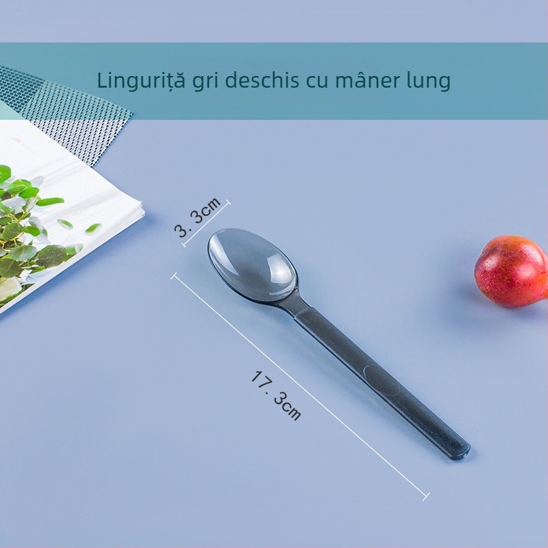 Set de tacâmuri de unică folosință din plastic dur: cuțit, furculiță și lingură, tacâmuri de stil occidental cu mâner lung, ambalate individual