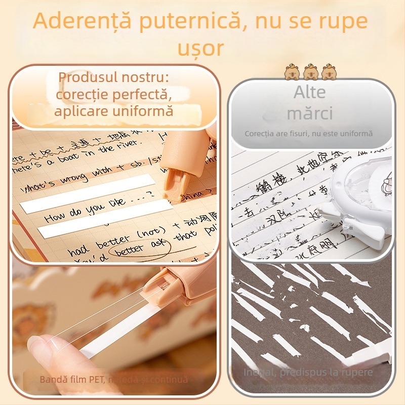 Set corector Kaba Bear pentru elevi – capacitate mare, design elegant, mișcare lină, fără blocări, versiune capibara
