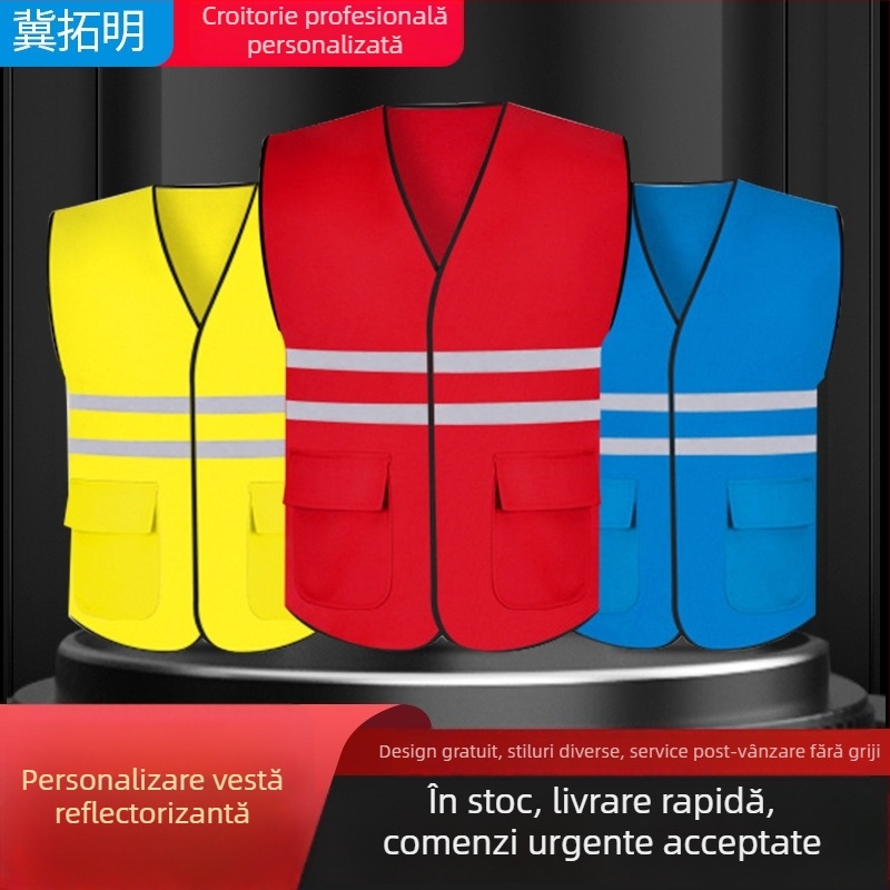 În stoc: vestă reflectorizantă din bumbac 100% anti-statică pentru personalul de salubritate, echipament de protecție pentru construcții electrice cu avertizare la explozie