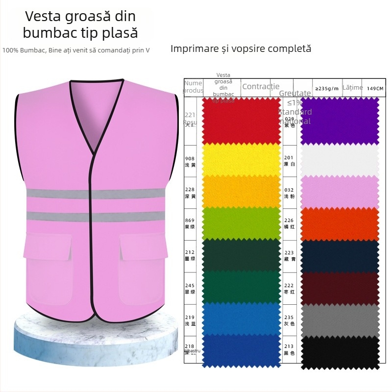 În stoc: vestă reflectorizantă din bumbac 100% anti-statică pentru personalul de salubritate, echipament de protecție pentru construcții electrice cu avertizare la explozie