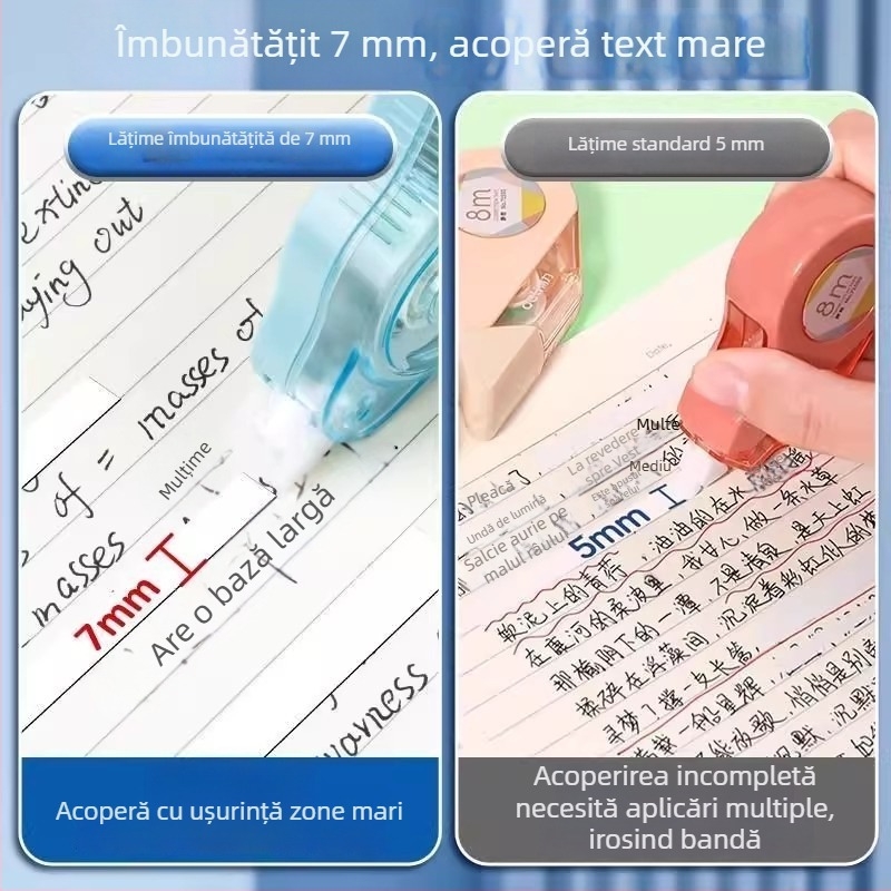 Deli bandă corectoare 7 mm silențioasă pentru elevi, capacitate mare, aplicație fină