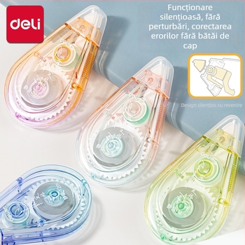 Bandă corectoare Deli, capacitate mare, culori în gradient Macaron, silențioasă, pentru elevi