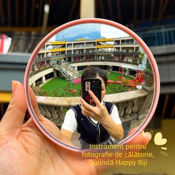 Oglindă convexă rotundă, portabilă pentru călătorii, oglindă foto manuală