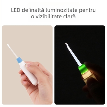 Linguriță pentru urechi pentru copii, cu lumină, instrument de igienă a urechilor bebelușilor, vârf moale și transparent