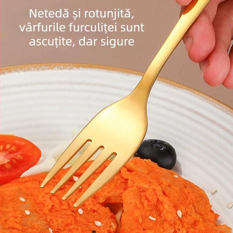 Set de tacâmuri pentru copii din oțel inoxidabil 304, cu design urs de desene animate — cuțit, furculiță, lingură și bețișoare pentru învățare