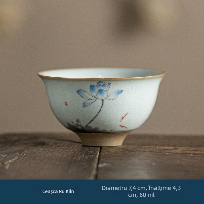 Ceașcă de maestru Ru Kiln, ceramică mică pentru degustare ceai, stil Jian Zhan, bol individual de ceai