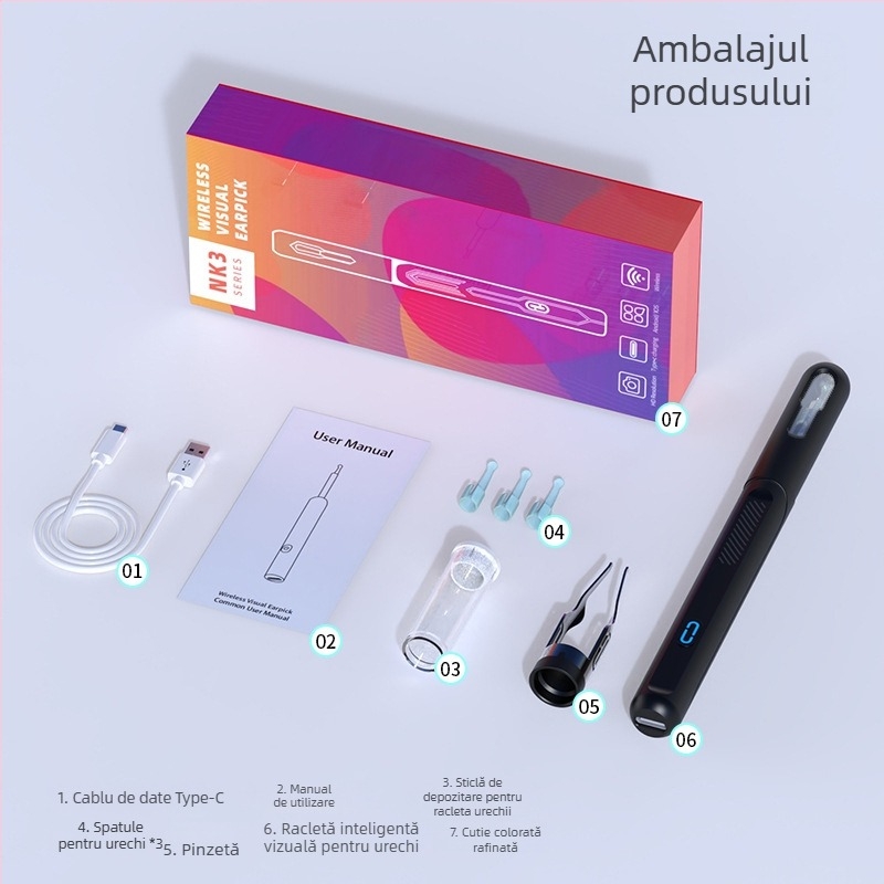 Instrument vizual pentru urechi pentru copii NK3A-JZ cu endoscop wireless HD